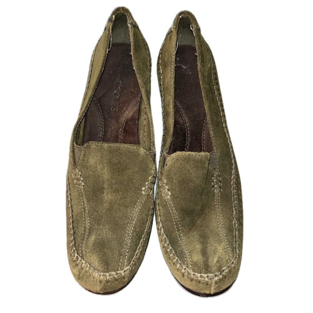 AEROSOLES Women's Suede Mules in Olive